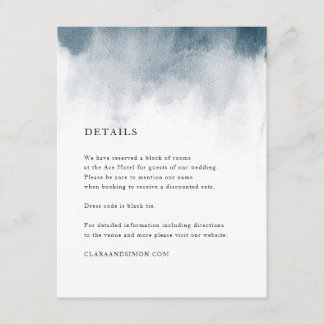 Indigo-Aquarell-Wäsche-Einzelkarten Begleitkarte