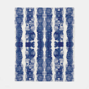 Indigo Art: Abstraktes Wasserfarbenkaos. Fleecedecke