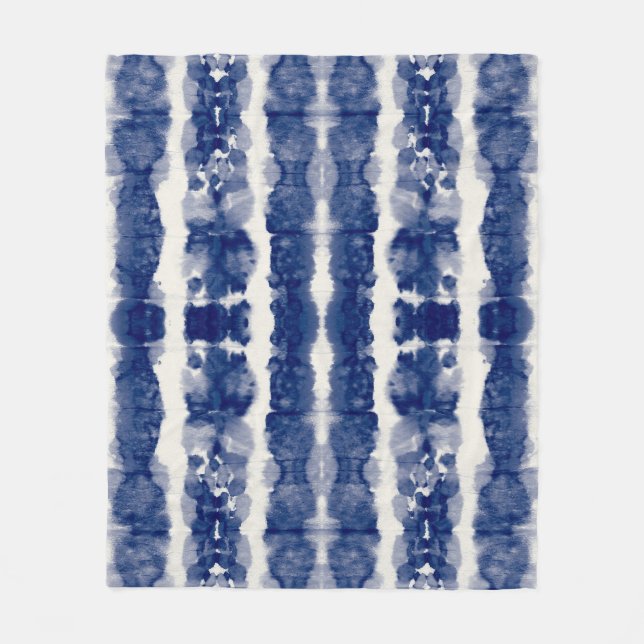 Indigo Art: Abstraktes Wasserfarbenkaos. Fleecedecke (Vorderseite)