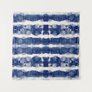 Indigo Art: Abstraktes Wasserfarbenkaos. Wandteppich