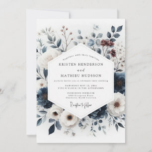 Indigo Artful Bouquet Hochzeit Einladung