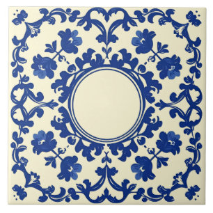 Indigo Azulejo Blau Portugiesisch Lissabon Botanis Fliese