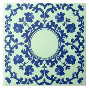 Indigo Azulejo Blau Portugiesisch Lissabon Botanis Fliese