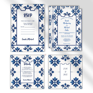 Indigo Azulejo Blau Portugiesisch Lissabon Dekorat Einladung