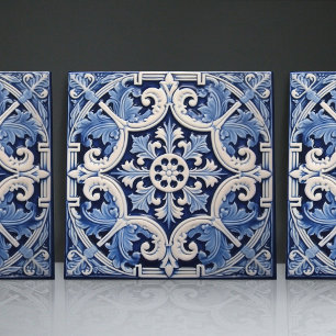 Indigo Azulejo Blau Portugiesisch Lissabon Dekorat Fliese