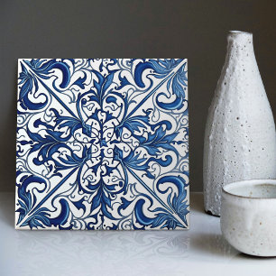 Indigo Azulejo Blau Portugiesisch Lissabon Dekorat Fliese