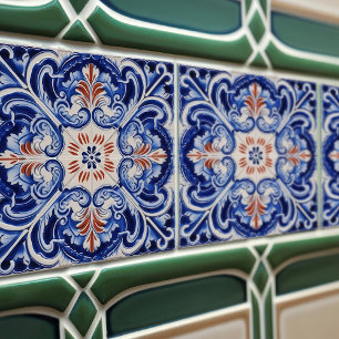 Indigo Azulejo Blau Portugiesisch Lissabon Duotone Fliese