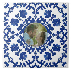 Indigo Azulejo Blau Portugiesisch Lissabon Foto Fliese