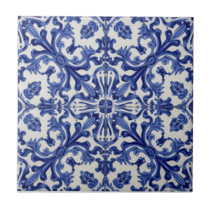 Indigo Azulejo Blau Portugiesisch Lissabon Talaver Fliese