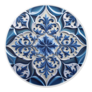 Indigo Azulejo Blau Portugiesisch Lissabon Talaver Keramikknauf