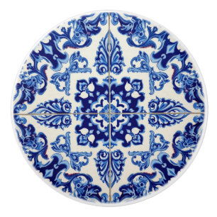 Indigo Azulejo Blau Portugiesisch Lissabon Talaver Keramikknauf