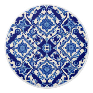 Indigo Azulejo Blau Portugiesisch Lissabon Talaver Keramikknauf