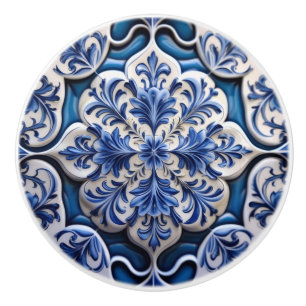 Indigo Azulejo Blau Portugiesisch Lissabon Talaver Keramikknauf