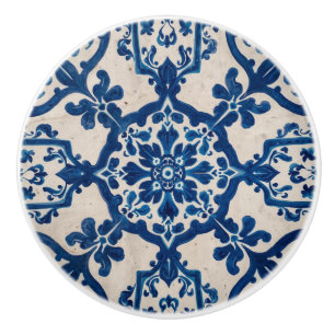 Indigo Azulejo Blau Portugiesisch Lissabon Talaver Keramikknauf