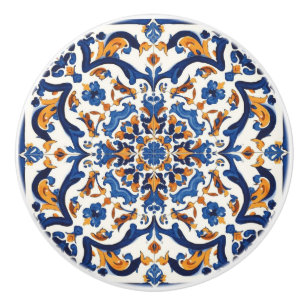 Indigo Azulejo Blau Portugiesisch Lissabon Talaver Keramikknauf