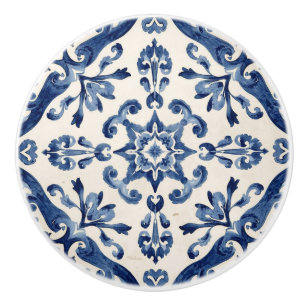 Indigo Azulejo Blau Portugiesisch Lissabon Talaver Keramikknauf