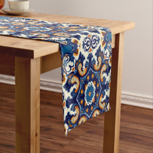 Indigo Azulejo Blau Portugiesisch Lissabon Talaver Kurzer Tischläufer