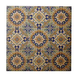 Indigo Azulejo Blau und gelb Portugiesisch Fliese