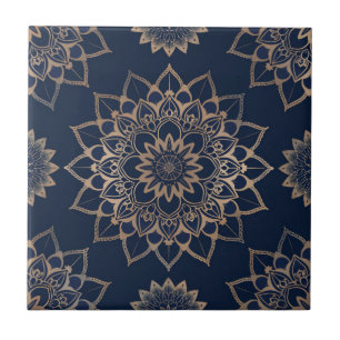 Indigo Azulejo Blue Portugia Mandala Decorative Fliese