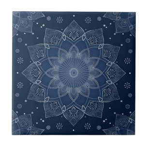 Indigo Azulejo Blue Portugia Mandala Decorative Fliese