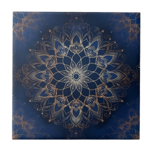 Indigo Azulejo Blue Portugia Mandala Decorative Fliese