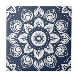 Indigo Azulejo Blue Portugia Mandala Decorative Fliese