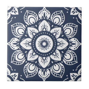 Indigo Azulejo Blue Portugia Mandala Decorative Fliese