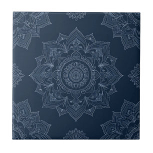 Indigo Azulejo Blue Portugia Mandala Decorative Fliese