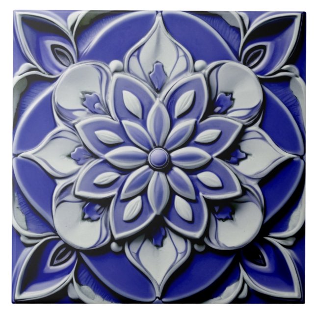 Indigo Azulejo Blue Portugiesische Imitate Hilfe B Fliese (Vorderseite)