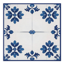 Indigo Azulejo Blue Portuguese Lisbon tiles Poster