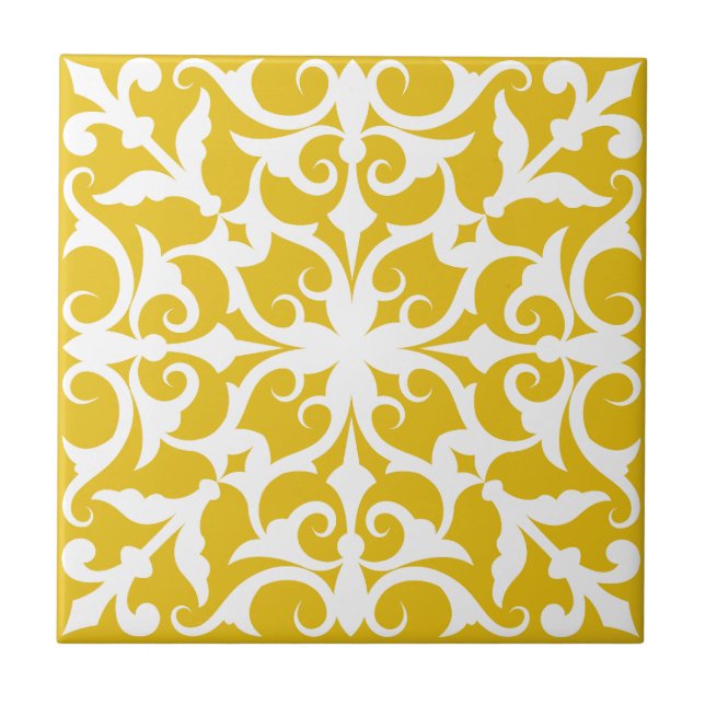 Indigo Azulejo yellow & white Portuguese  Fliese (Vorderseite)