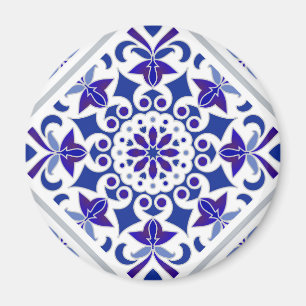 Indigo Azulejos Portugiesisch Blaue und weiße Flie Magnet