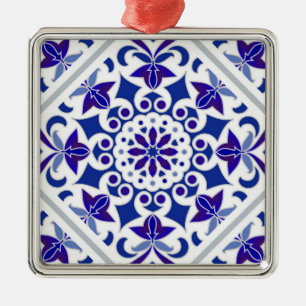 Indigo Azulejos Portugiesisch Blaue und weiße Flie Ornament Aus Metall