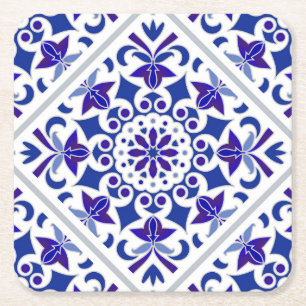 Indigo-Azulejos Portugiesische Blau-Weiß-Fliesen Rechteckiger Pappuntersetzer