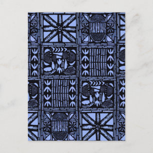 Indigo-Batik-Quiltedecke - Blau Postkarte