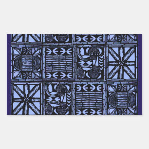 Indigo-Batik-Quiltedecke - Blau Rechteckiger Aufkleber