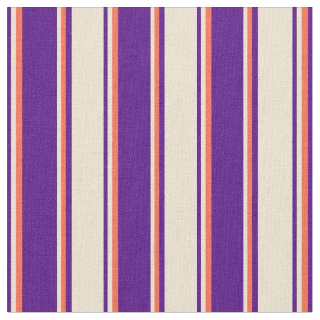 Indigo-, Beige- und Rot-Streifen-Muster Stoff (Nahaufnahme)