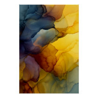 Indigo Bernstein Alkohol-Tinte-Fluss Abstract