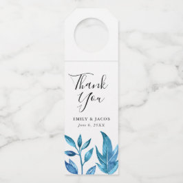 Indigo-Blätter | Personalisierte Hochzeit Flaschenanhänger