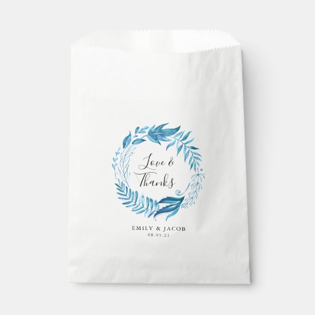 Indigo-Blätter | Personalisierte Hochzeit Geschenktütchen (Vorderseite)
