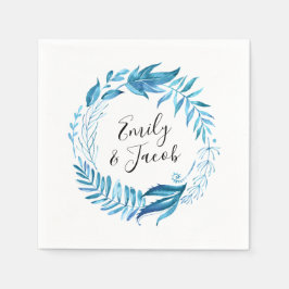 Indigo-Blätter | Personalisierte Hochzeit Serviette