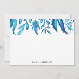 Indigo-Blätter | Personalisierte Stationery Flat C