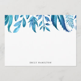 Indigo-Blätter | Personalisierte Stationery Flat C