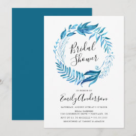Indigo-Blätter | Wreath Bridal Dusche Einladung
