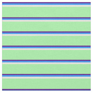 Indigo, Blau, Beige und Grünes Muster Stoff