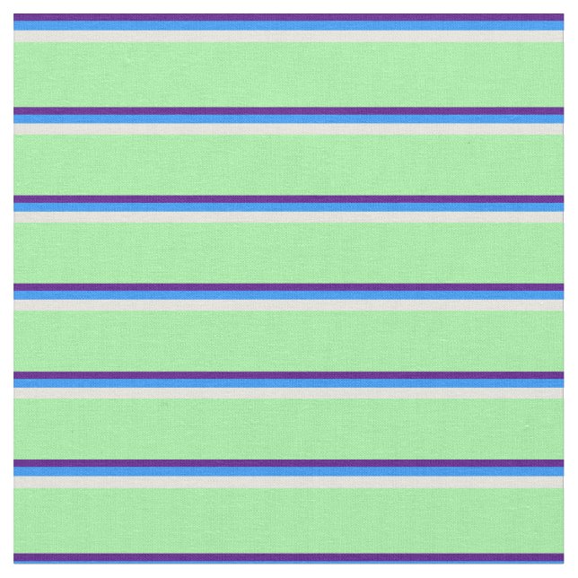 Indigo, Blau, Beige und Grünes Muster Stoff (Nahaufnahme)