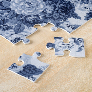 Indigo-Blau BlumenToile No.3 Puzzle