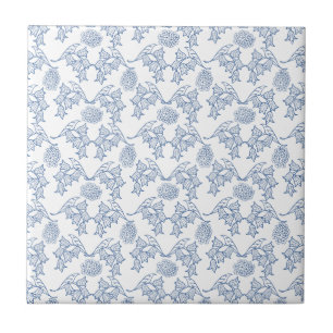 Indigo Blau Ethnischer Blumenprint Keramikfliese