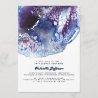Indigo-Blau-moderne Aquarell-Kristall-Babyparty