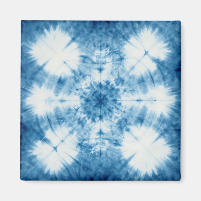 Indigo Blau Shibori Tie Dye Muster Magnet (Vorne)